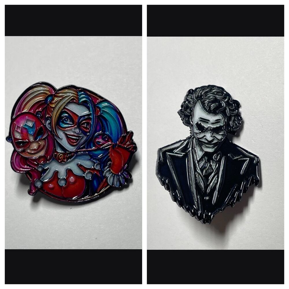 Harley Quinn & The Joker Metal Enamel Pins